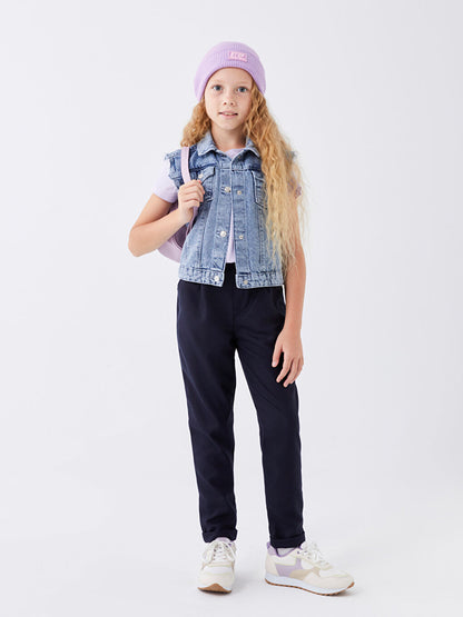 Basic Girl's Trousers with Elastic Waist