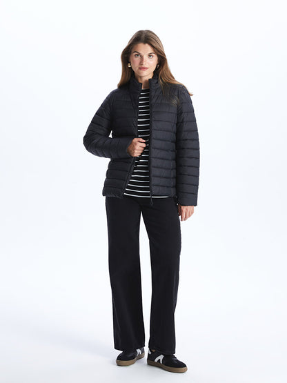 Women's High Collar Plain Puffer Coat