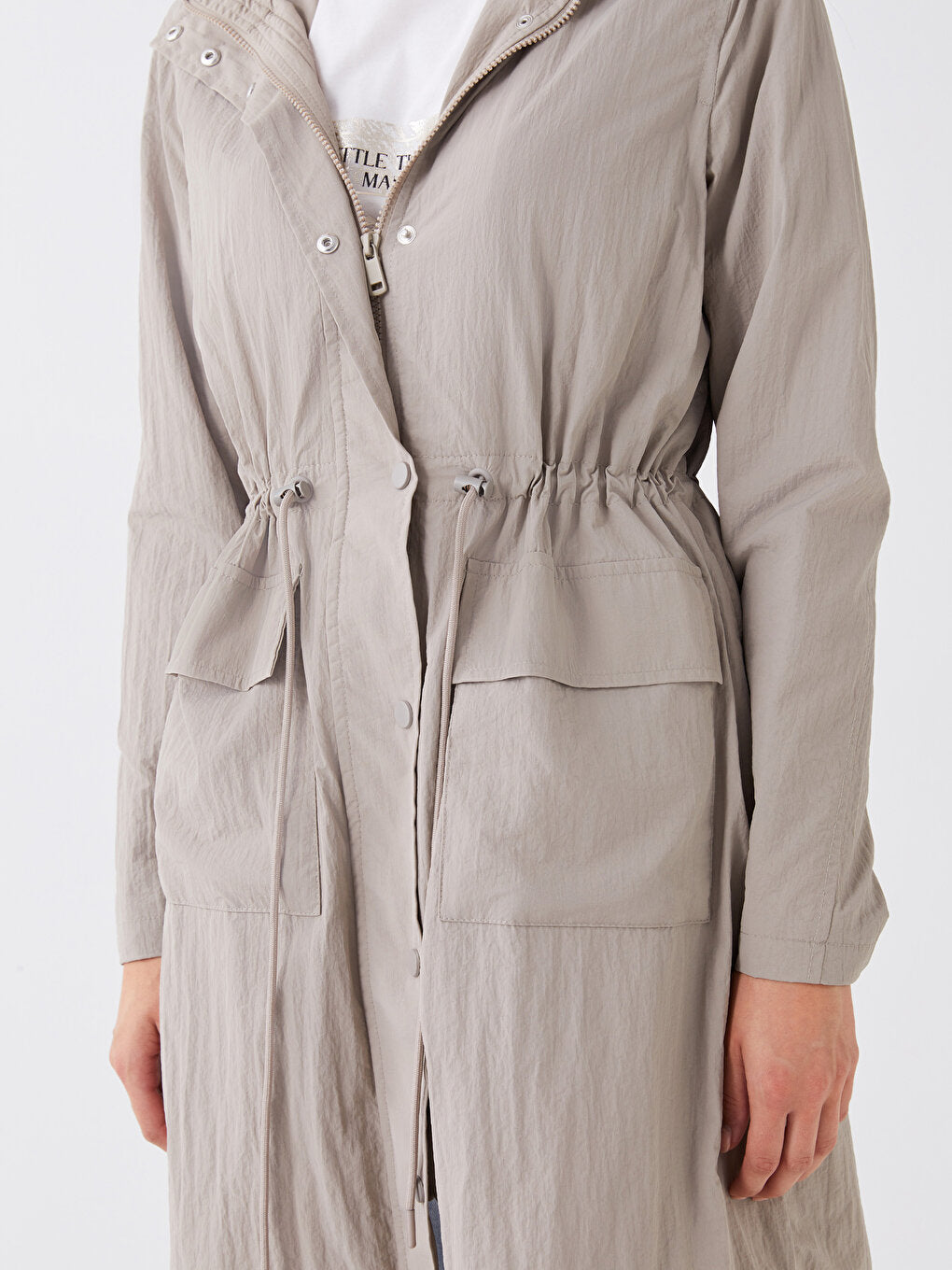 Hooded Plain Long Sleeve Women's Raincoat