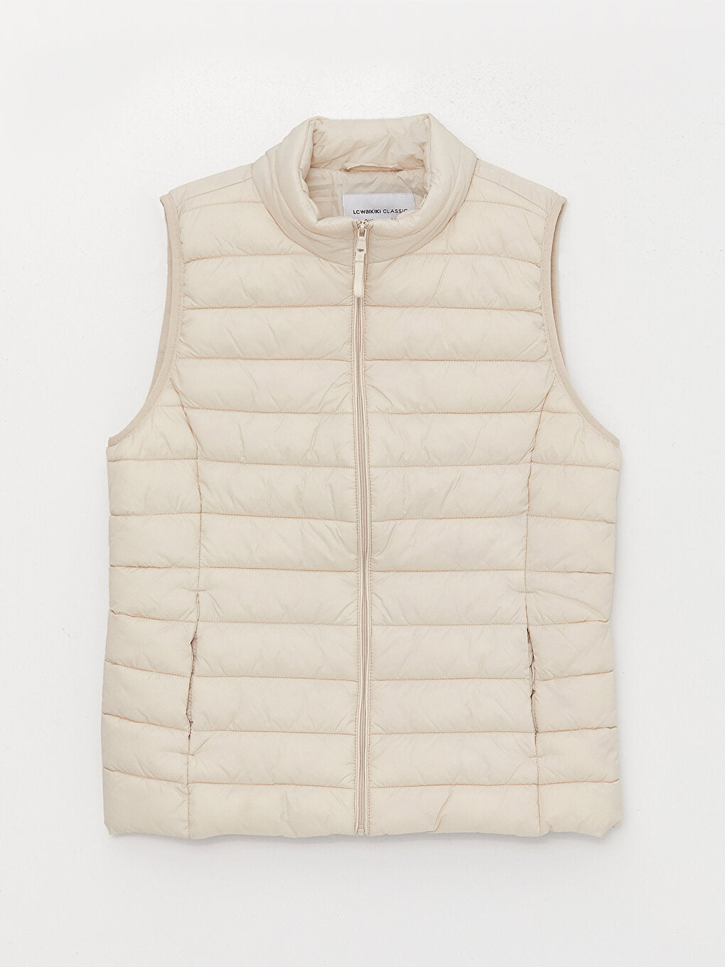 Women's High Collar Plain Puffer Vest