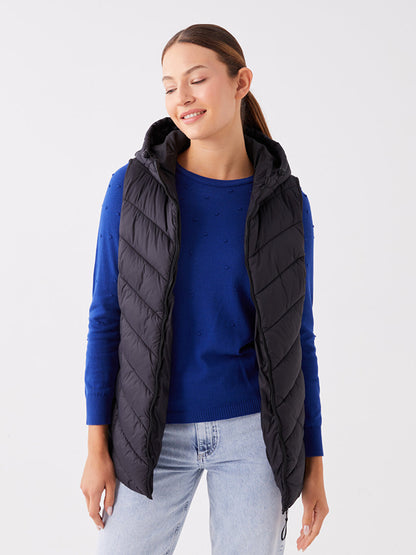 Women's Hooded Plain Puffer Vest