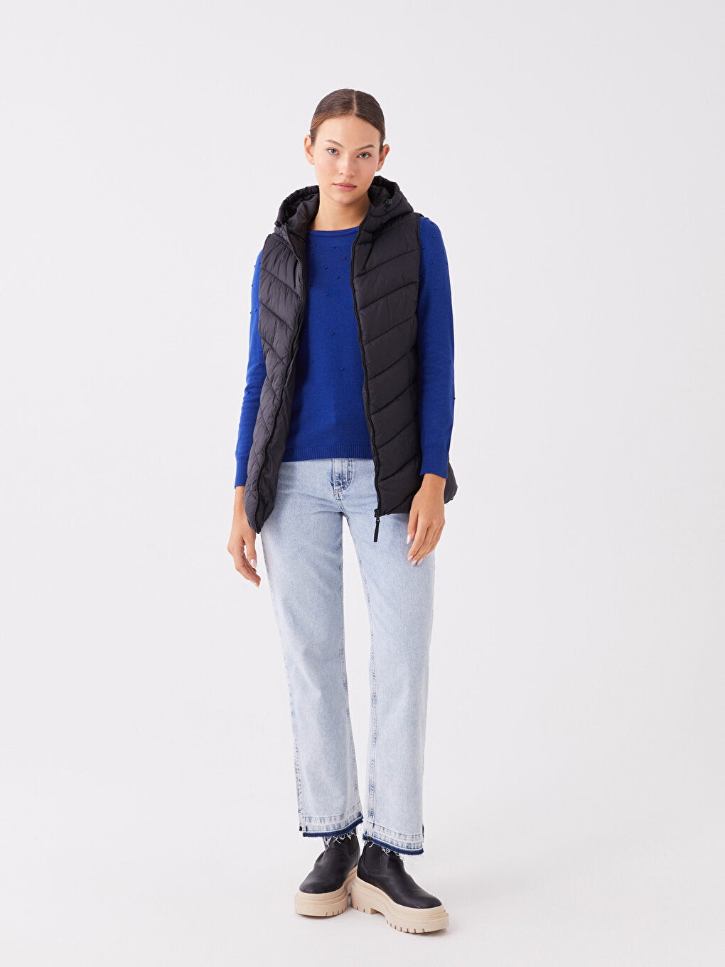 Women's Hooded Plain Puffer Vest