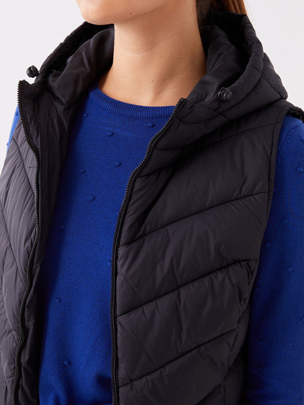 Women's Hooded Plain Puffer Vest