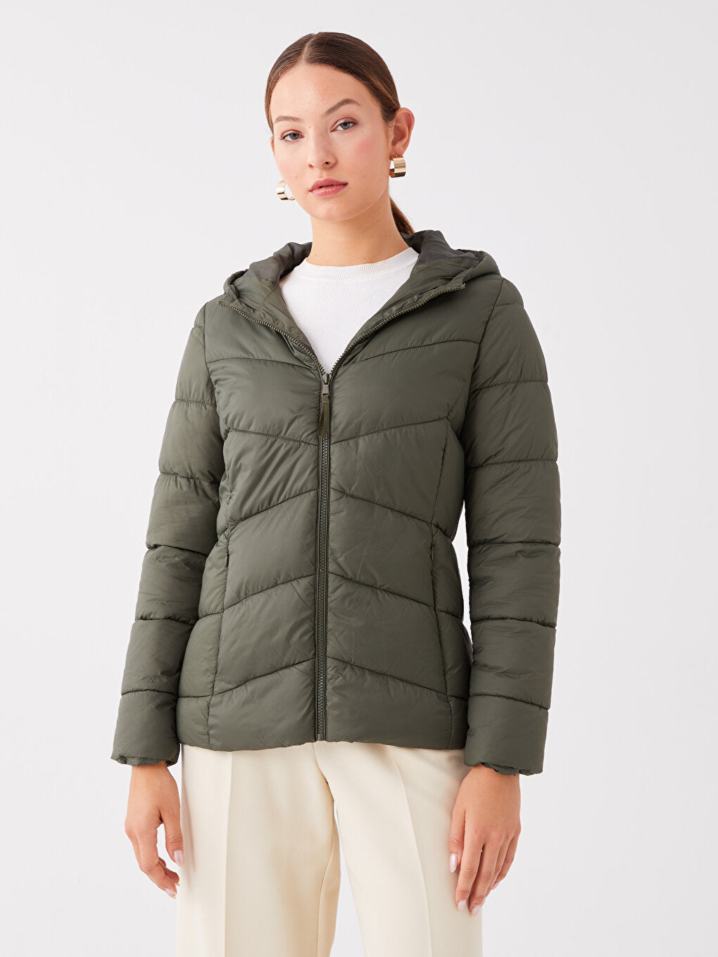 Women's Hooded Plain Puffer Coat