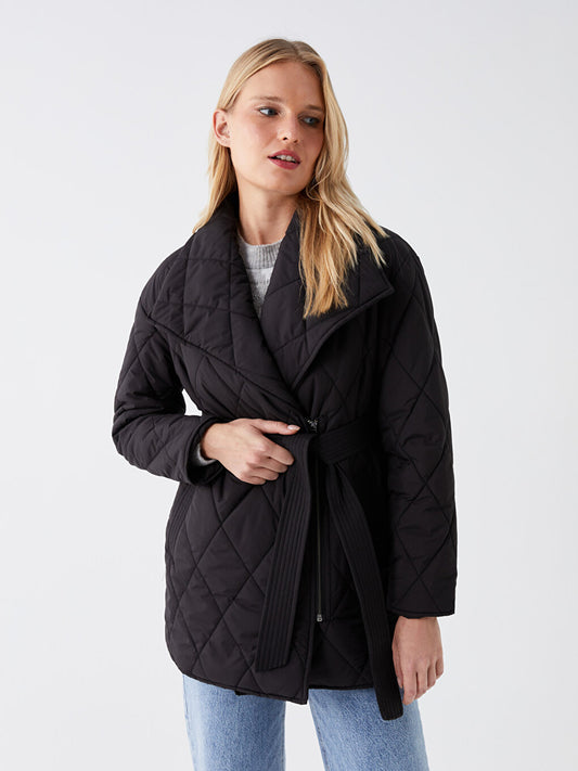 Shawl Collar Quilted Women's Puffer Coat