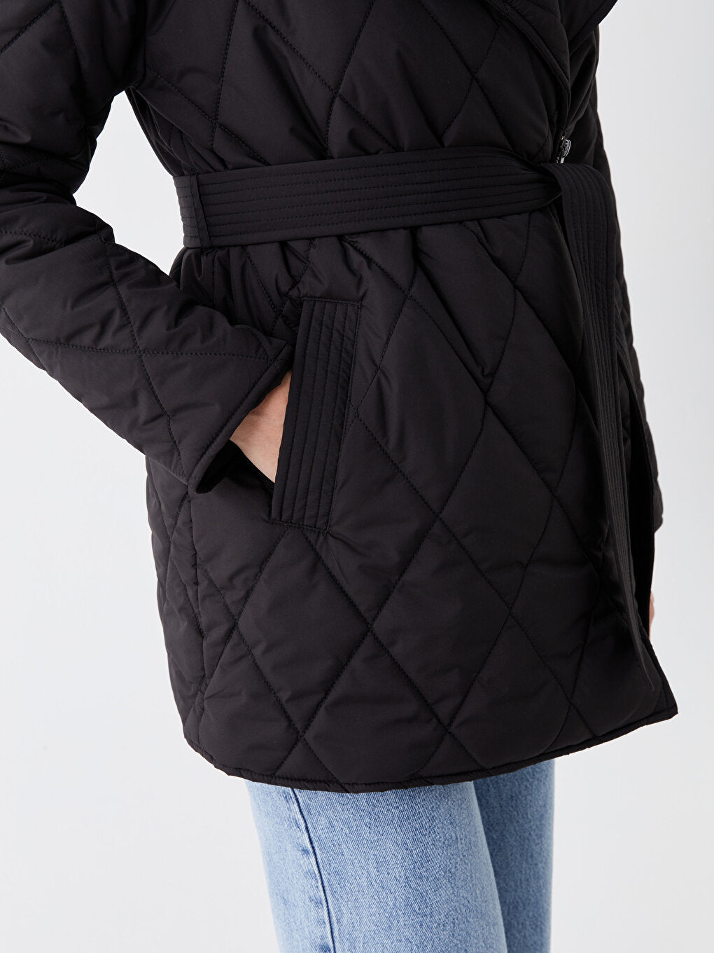 Shawl Collar Quilted Women's Puffer Coat