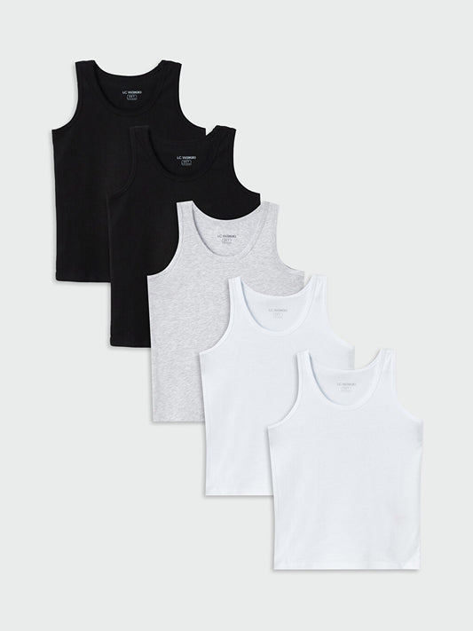 Crew Neck Basic Boy Undershirt 5-pack