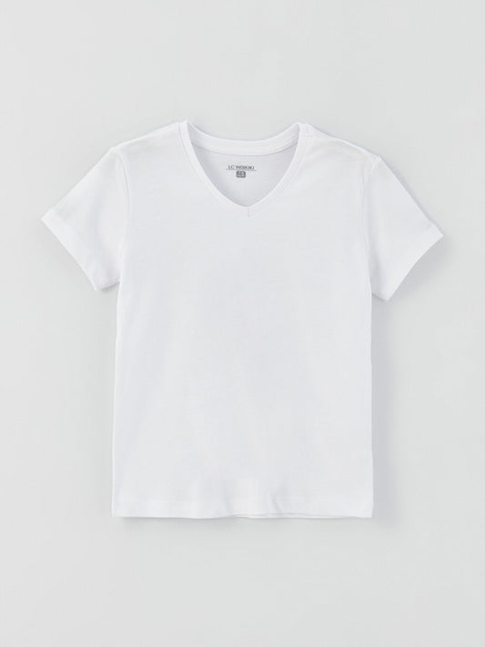 V-Neck Basic Short Sleeve Boy's Undershirt