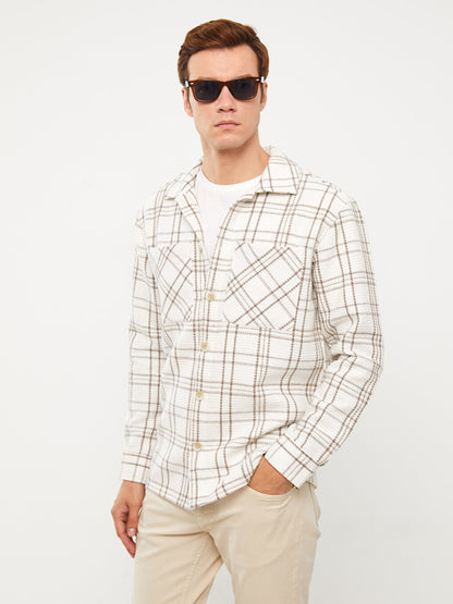 Regular Fit Long Sleeve Plaid Men's Shirt Jacket