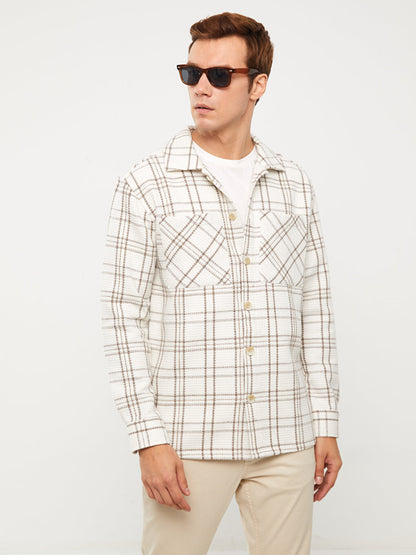 Regular Fit Long Sleeve Plaid Men's Shirt Jacket