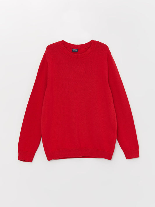 Crew Neck Basic Long Sleeve Boy's Knitwear Sweater