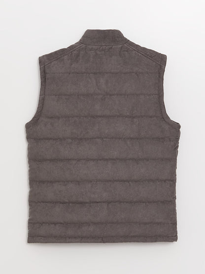 Slim Fit Stand Collar Suede Men's Vest