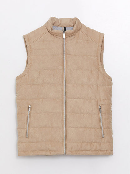 Slim Fit Stand Collar Suede Men's Vest