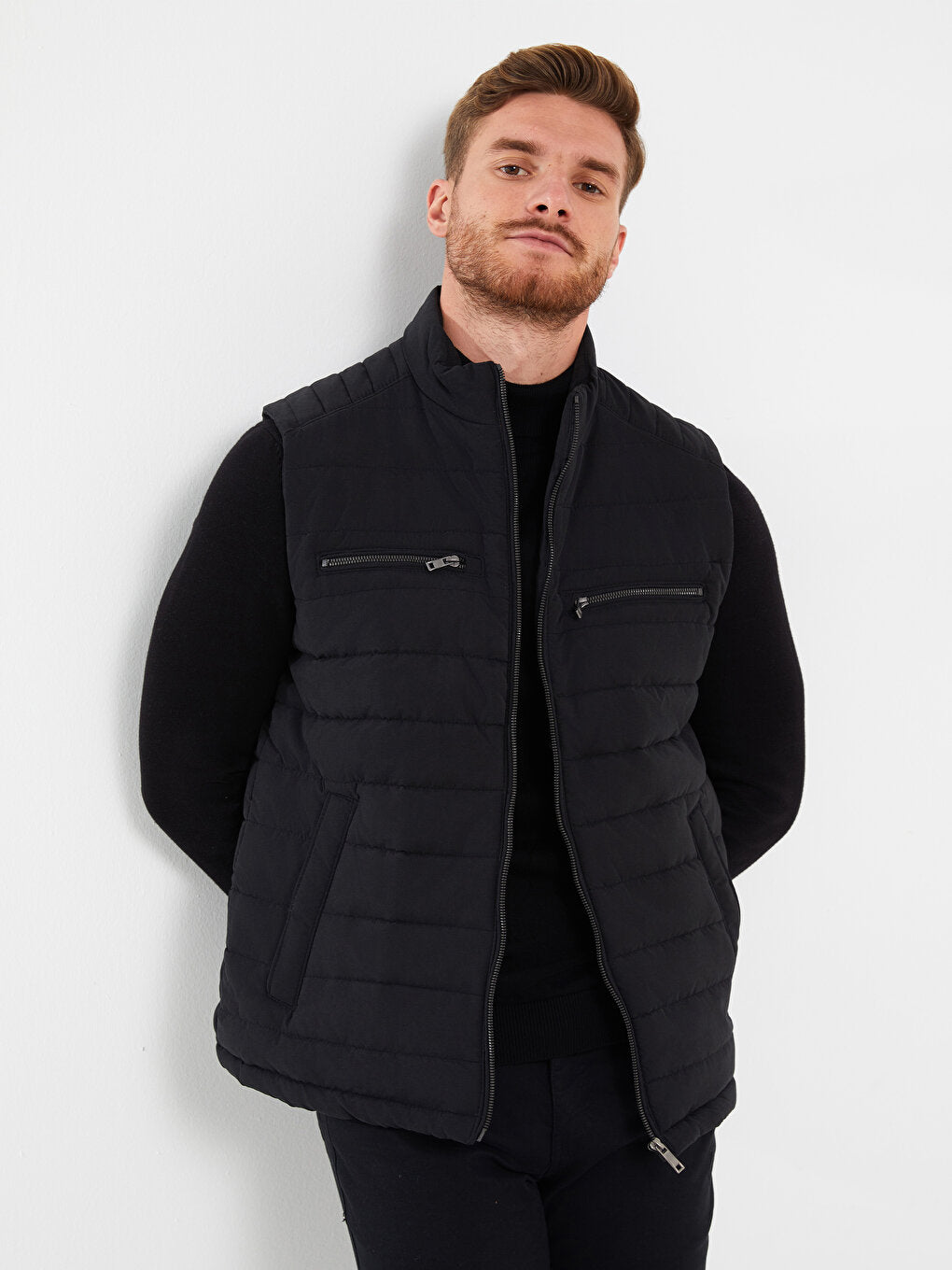 Standard Mold Stand Collar Men's Puffer Vest