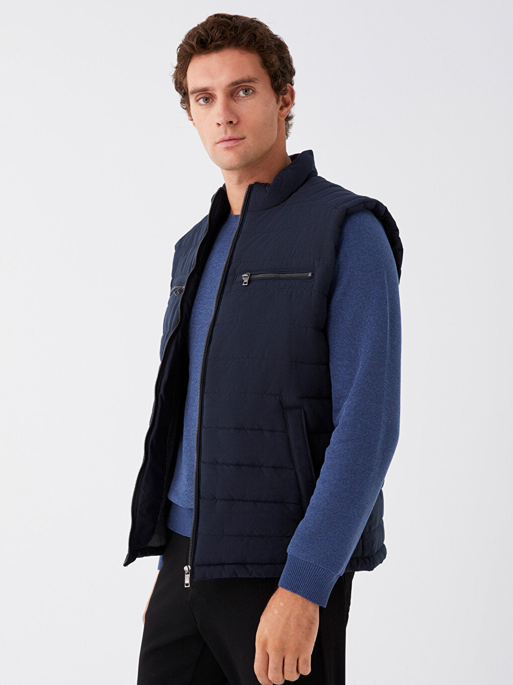 Standard Mold Stand Collar Men's Puffer Vest