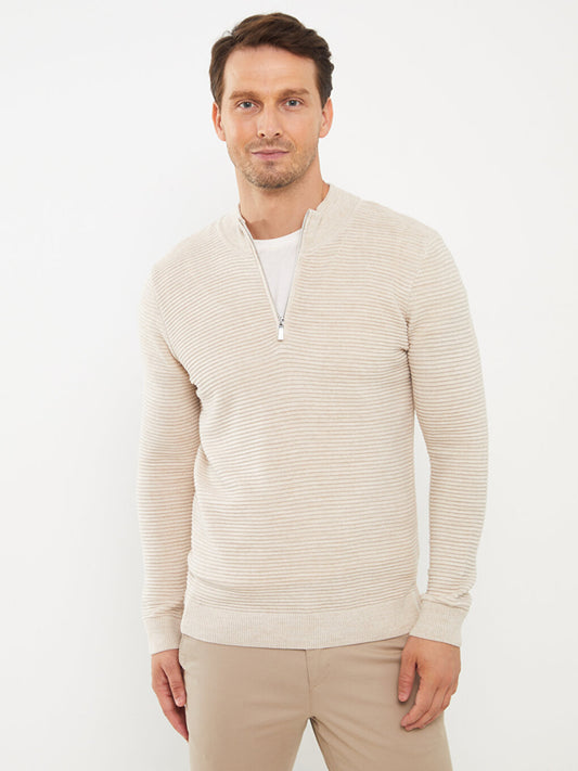 High Collar Long Sleeve Men's Knitwear Sweater