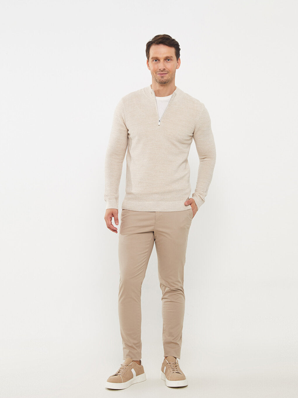 High Collar Long Sleeve Men's Knitwear Sweater