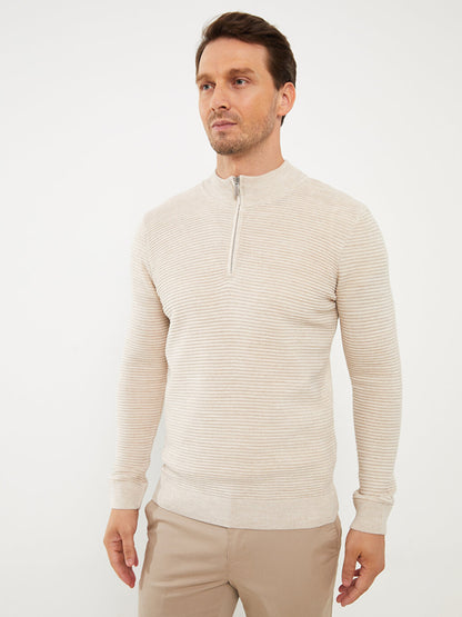 High Collar Long Sleeve Men's Knitwear Sweater