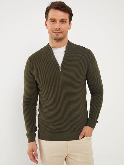 High Collar Long Sleeve Men's Knitwear Sweater