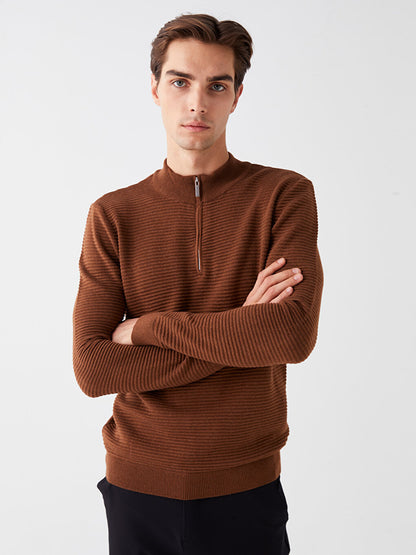 High Collar Long Sleeve Men's Knitwear Sweater