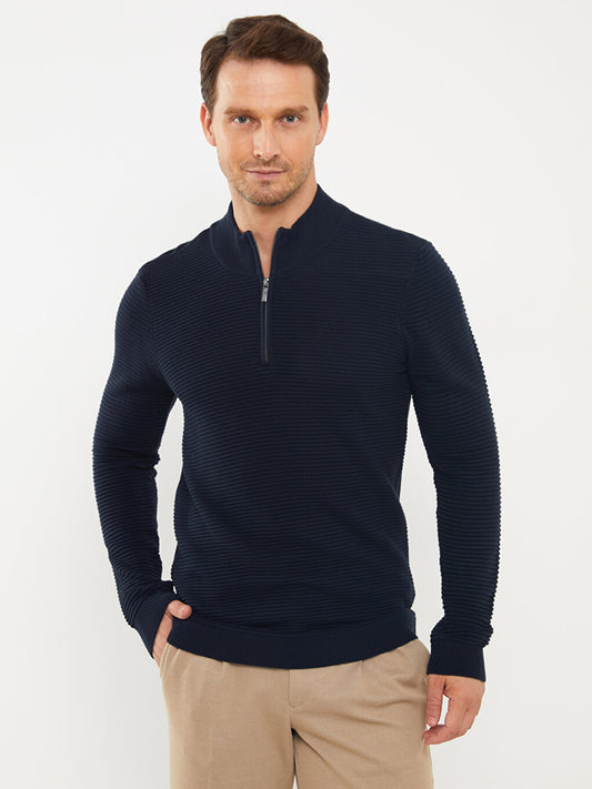 High Collar Long Sleeve Men's Knitwear Sweater