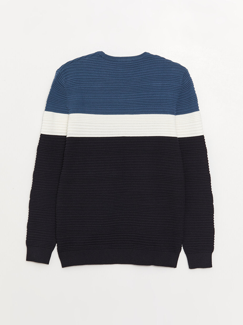 Crew Neck Long Sleeve Color Block Men's Knitwear Sweater