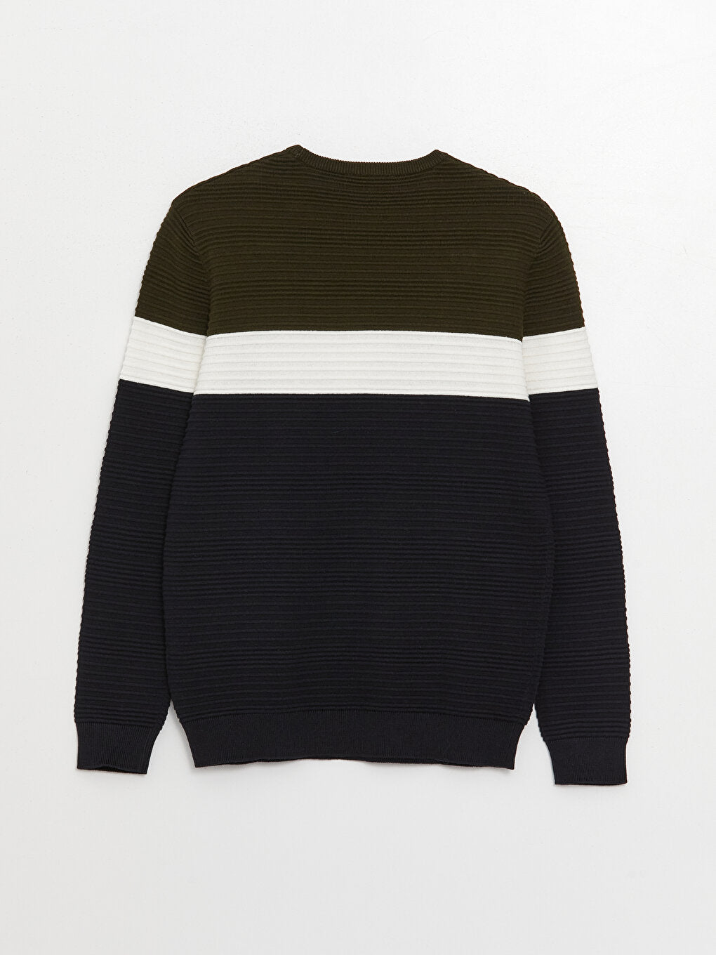 Crew Neck Long Sleeve Color Block Men's Knitwear Sweater