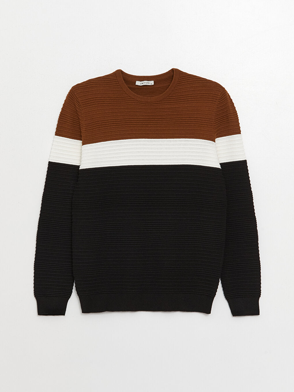 Crew Neck Long Sleeve Color Block Men's Knitwear Sweater