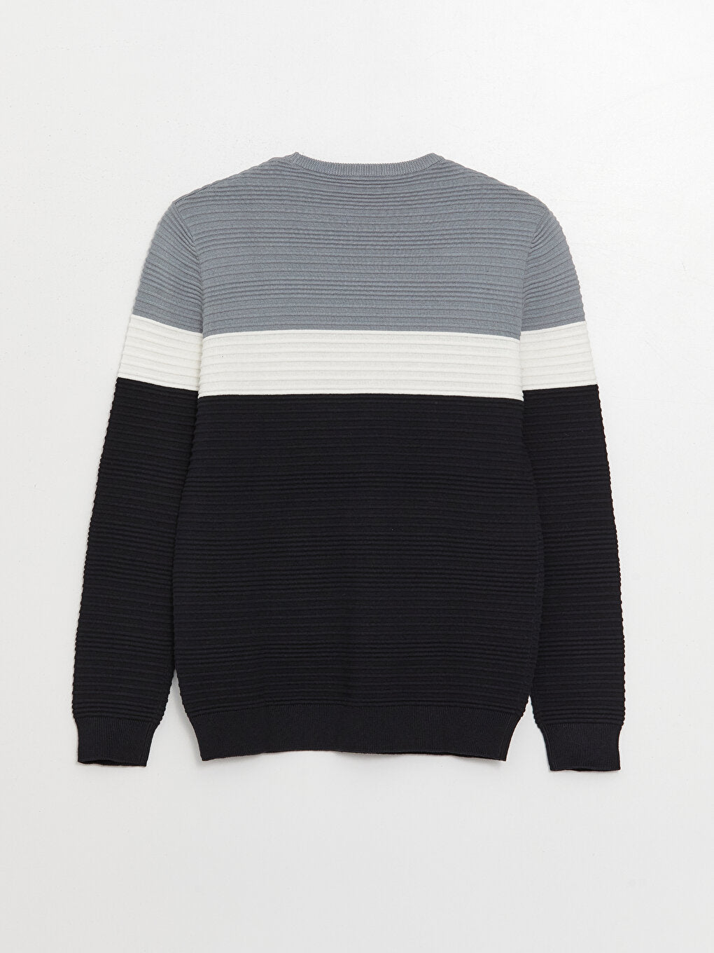 Crew Neck Long Sleeve Color Block Men's Knitwear Sweater