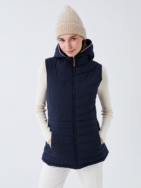 Women's Hooded Plain Puffer Vest