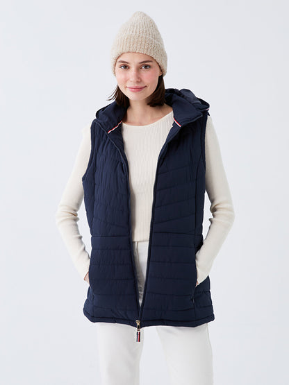 Women's Hooded Plain Puffer Vest