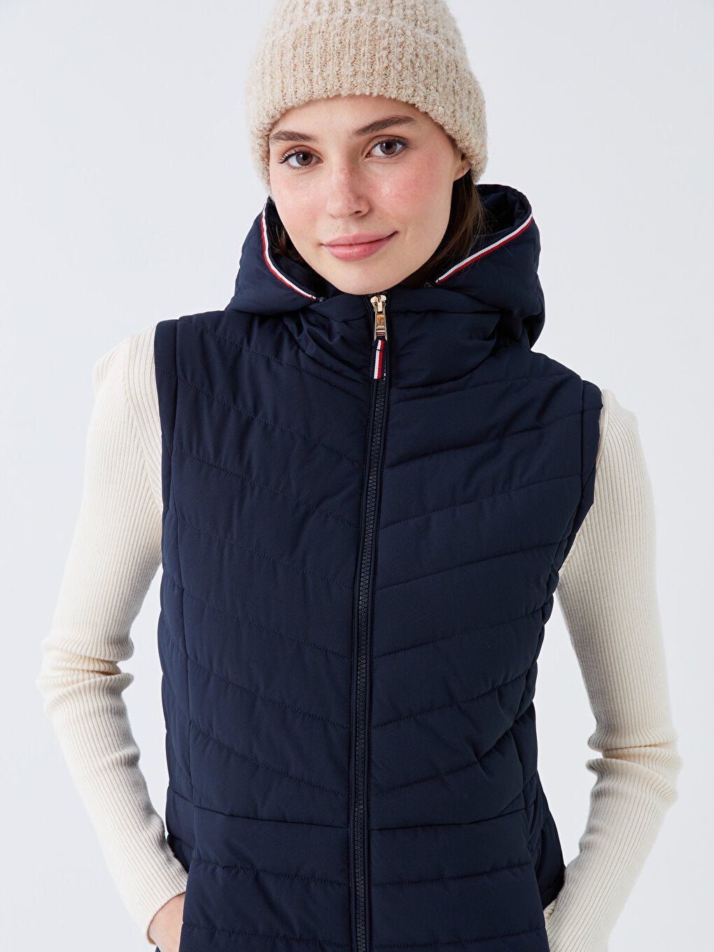 Women's Hooded Plain Puffer Vest