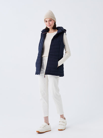 Women's Hooded Plain Puffer Vest