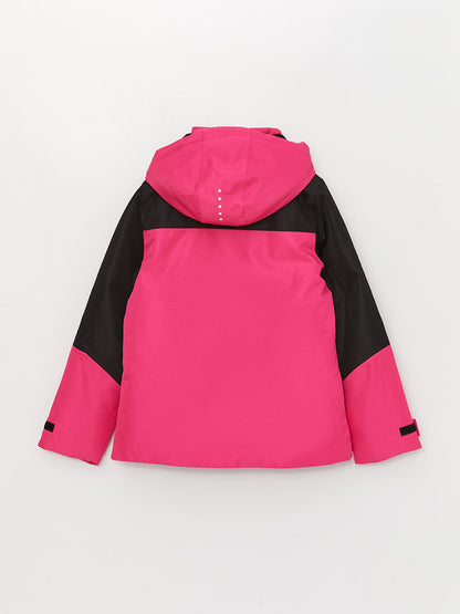 Hooded Color Blocked Long Sleeve Women's Ski Jacket