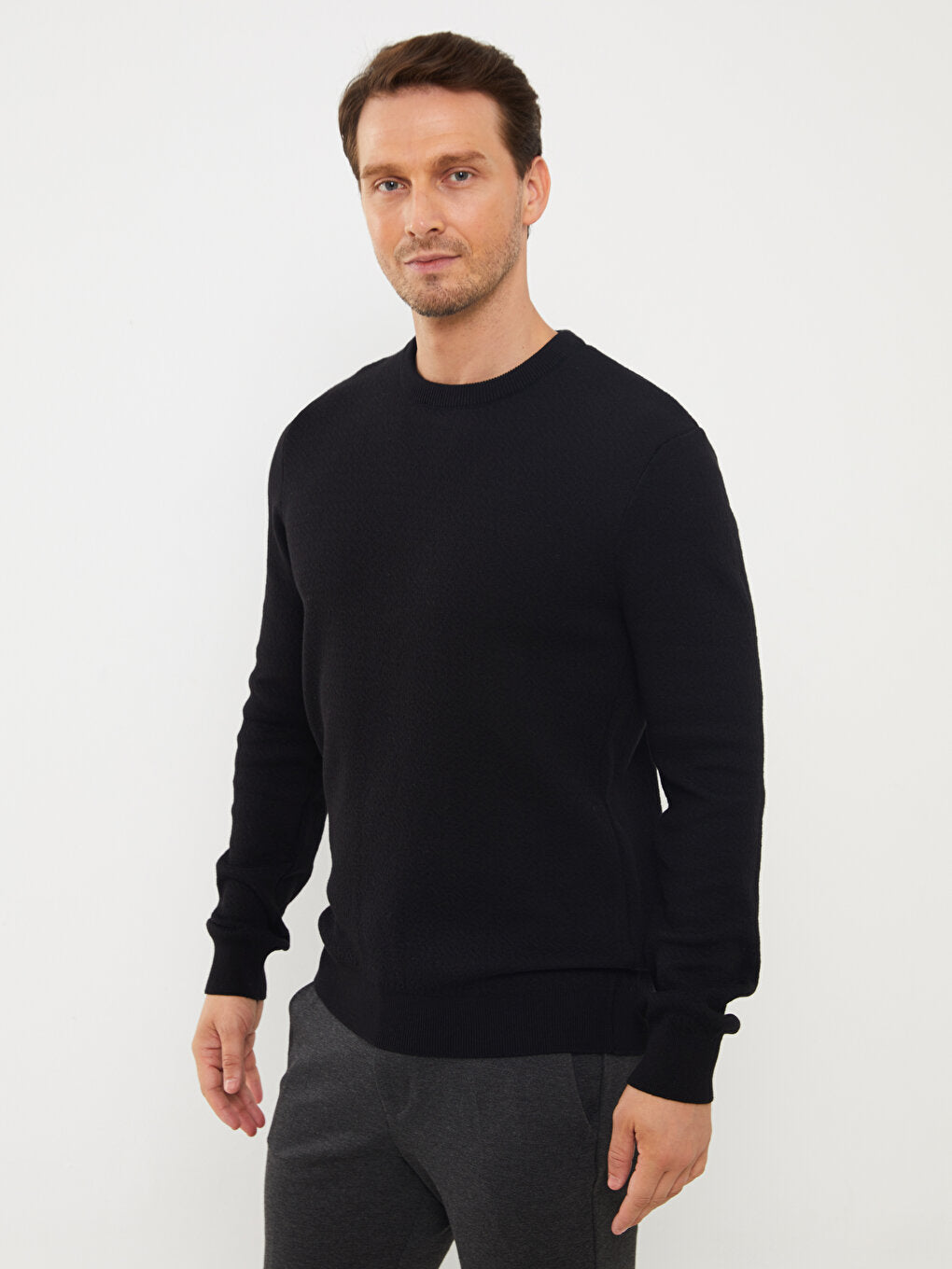 Crew Neck Long Sleeve Men's Knitwear Sweater