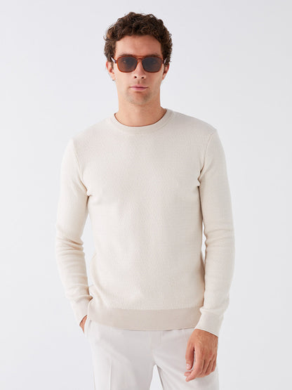 Crew Neck Long Sleeve Men's Knitwear Sweater