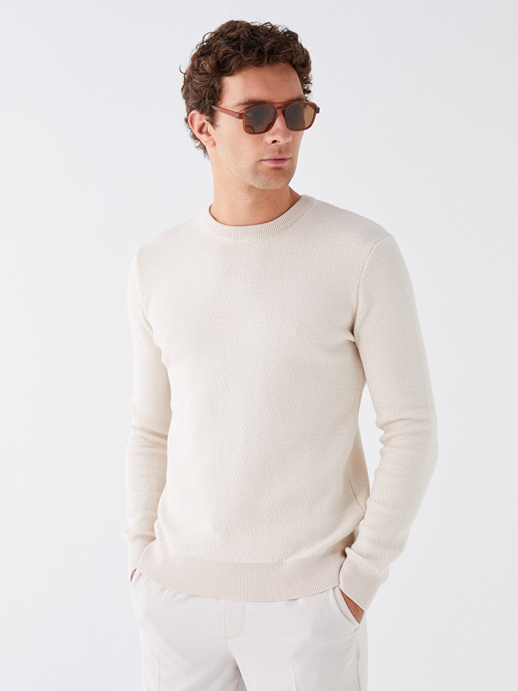 Crew Neck Long Sleeve Men's Knitwear Sweater