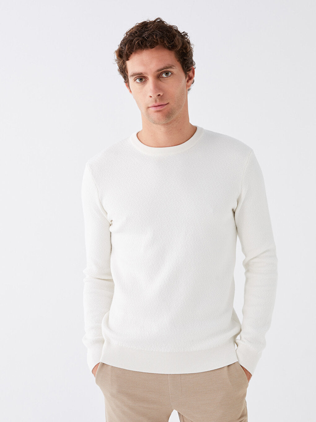 Crew Neck Long Sleeve Men's Knitwear Sweater