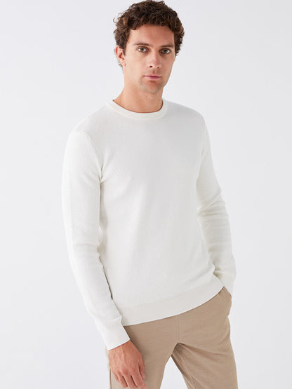 Crew Neck Long Sleeve Men's Knitwear Sweater