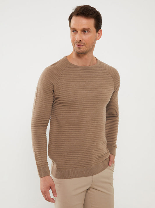 Crew Neck Long Sleeve Men's Knitwear Sweater