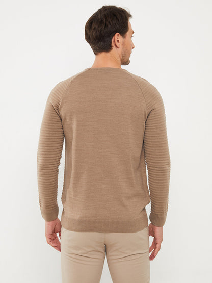 Crew Neck Long Sleeve Men's Knitwear Sweater