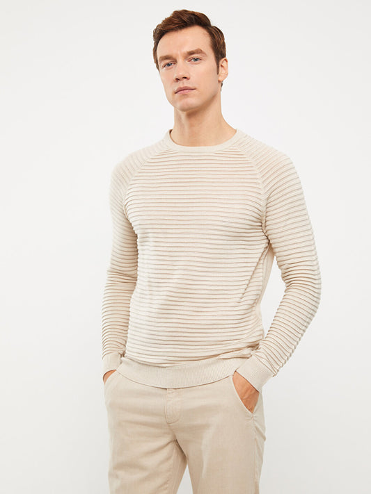 Crew Neck Long Sleeve Men's Knitwear Sweater