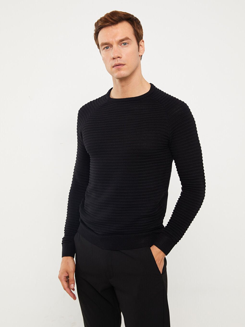 Crew Neck Long Sleeve Men's Knitwear Sweater