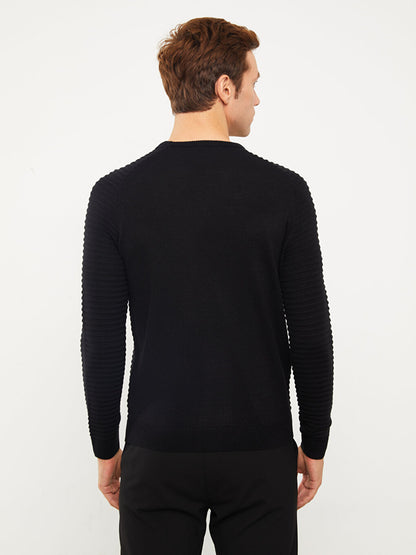 Crew Neck Long Sleeve Men's Knitwear Sweater