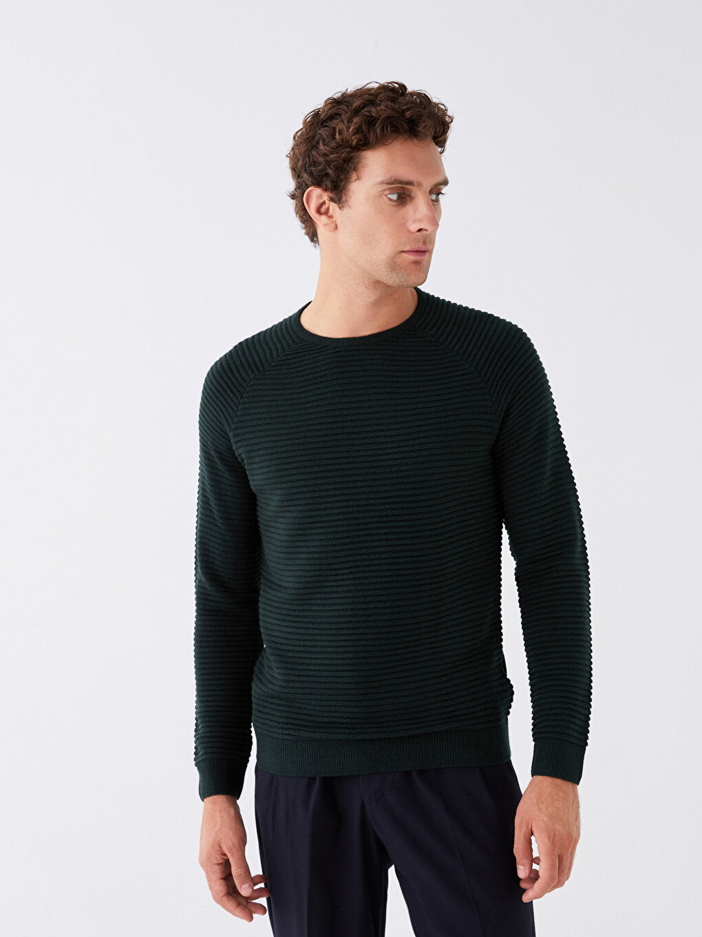 Crew Neck Long Sleeve Men's Knitwear Sweater