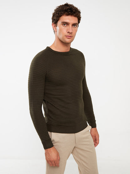 Crew Neck Long Sleeve Men's Knitwear Sweater