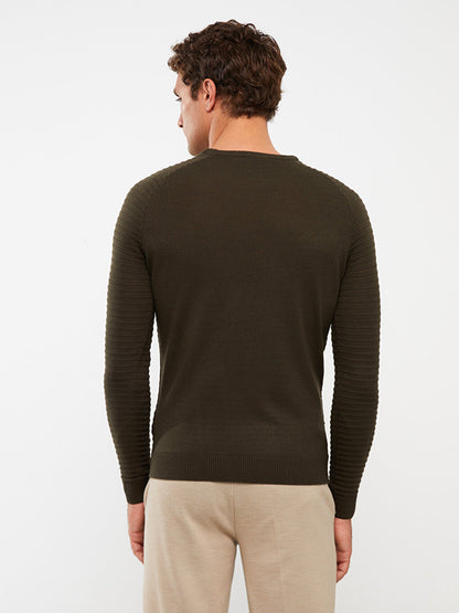 Crew Neck Long Sleeve Men's Knitwear Sweater