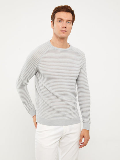 Crew Neck Long Sleeve Men's Knitwear Sweater