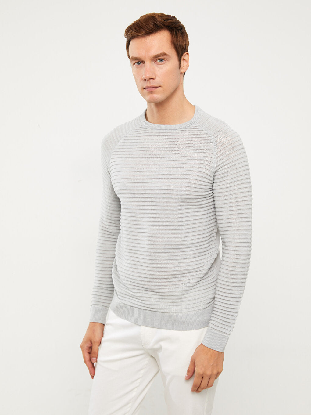 Crew Neck Long Sleeve Men's Knitwear Sweater