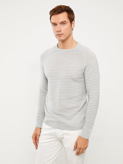 Crew Neck Long Sleeve Men's Knitwear Sweater